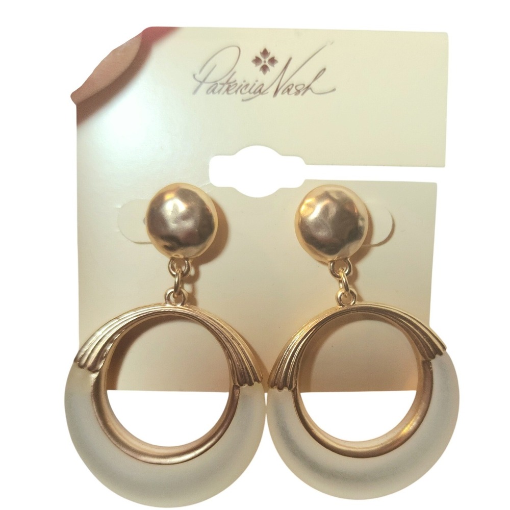 Patricia Nash Matte Gold Frosted Resin Drop‎ Hoop Earrings J276065P4